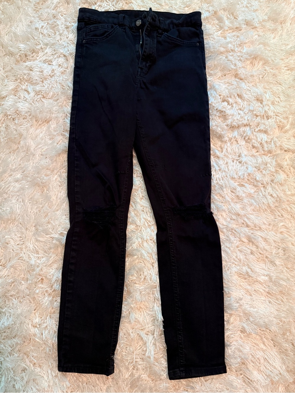 Topshop Black Skinny Jeans with Knee Rips